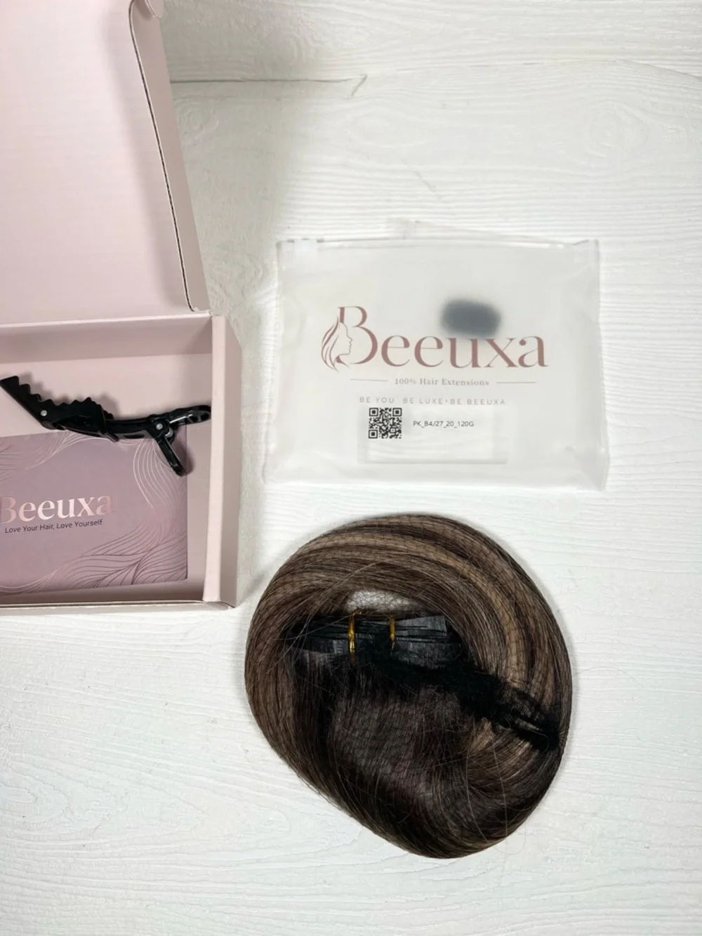 Ombre Brown Caramel Blonde Balayage Human Hair 20 Inch Clip In Hair Extensions